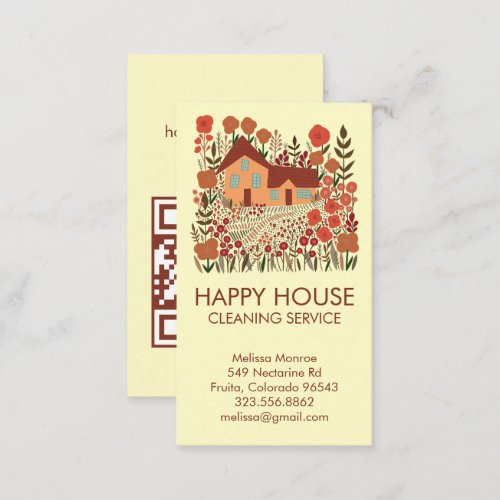 House Cleaning Home Services Floral Farmhouse  Business Card