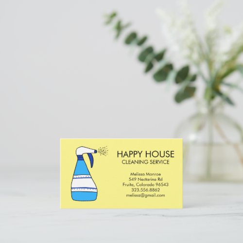 House Cleaning Home Services Supplies Spray Bottle Business Card