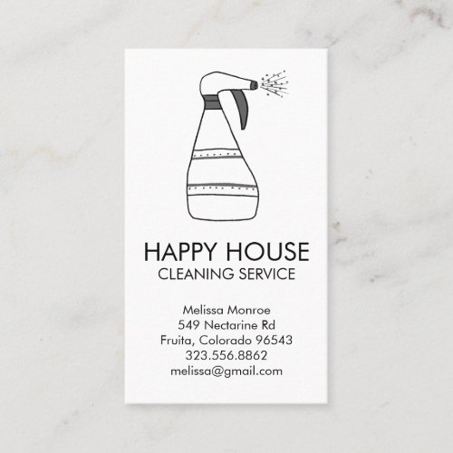 House Cleaning Home Services Supplies Spray Bottle Business Card