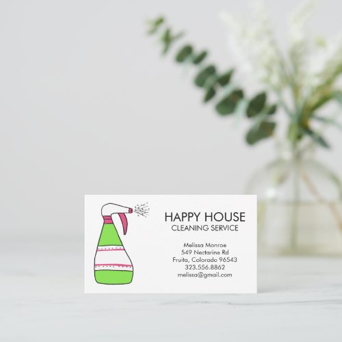 House Cleaning Home Services Supplies Spray Bottle Business Card