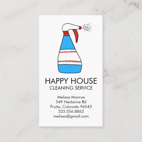 House Cleaning Home Services Supplies Spray Bottle Business Card