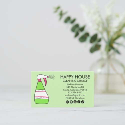 House Cleaning Home Services Supplies Spray Bottle Business Card