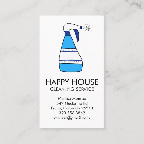 House Cleaning Home Services Supplies Spray Bottle Business Card