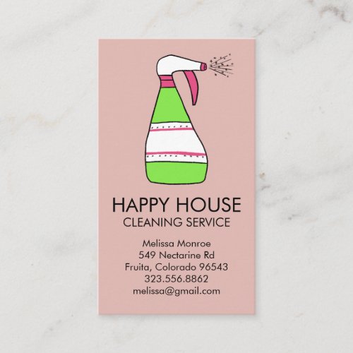 House Cleaning Home Services Supplies Spray Bottle Business Card