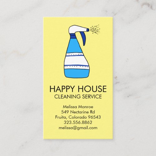 House Cleaning Home Services Supplies Spray Bottle Business Card