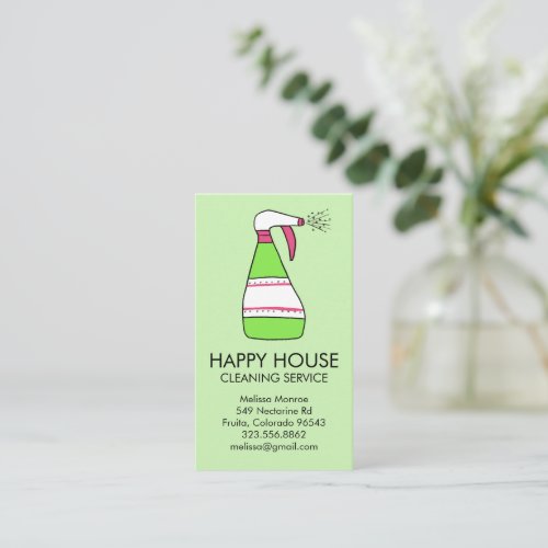 House Cleaning Home Services Supplies Spray Bottle Business Card