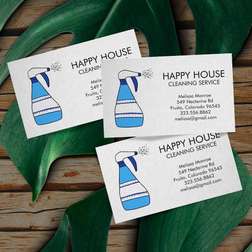 House Cleaning Home Services Supplies Spray Bottle Business Card