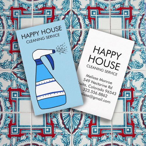 House Cleaning Home Services Supplies Spray Bottle Business Card