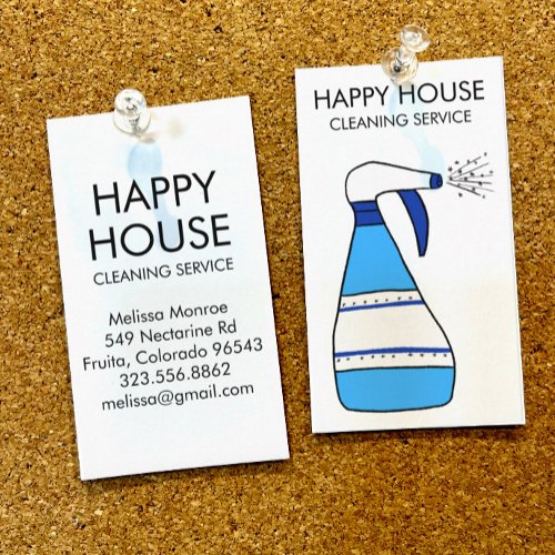 House Cleaning Home Services Supplies Spray Bottle Business Card