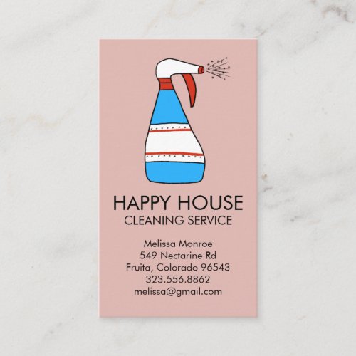 House Cleaning Home Services Supplies Spray Bottle Business Card