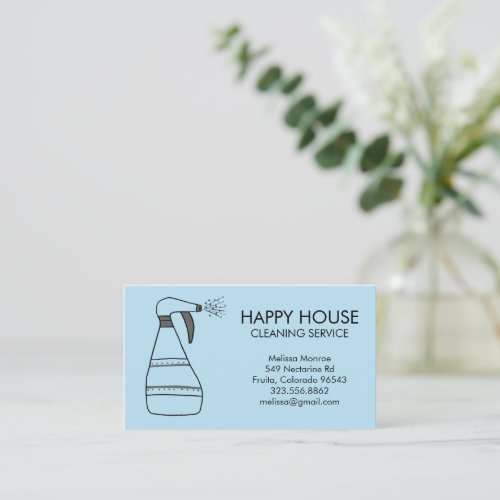 House Cleaning Home Services Supplies Spray Bottle Business Card