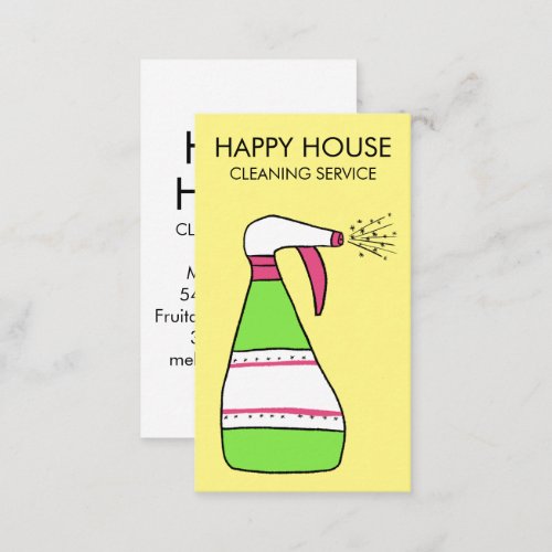 House Cleaning Home Services Supplies Spray Bottle Business Card