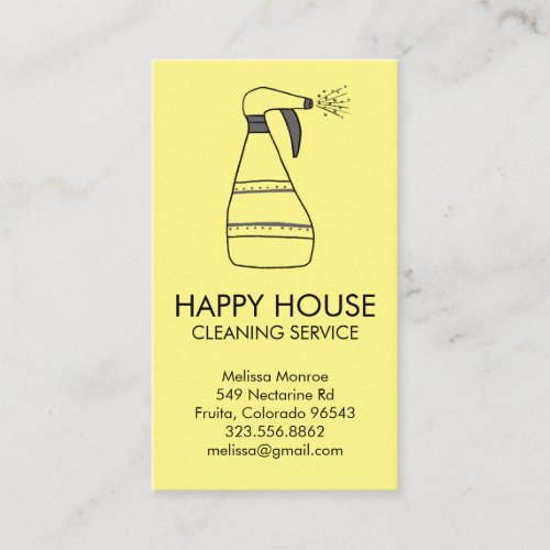 House Cleaning Home Services Supplies Spray Bottle Business Card