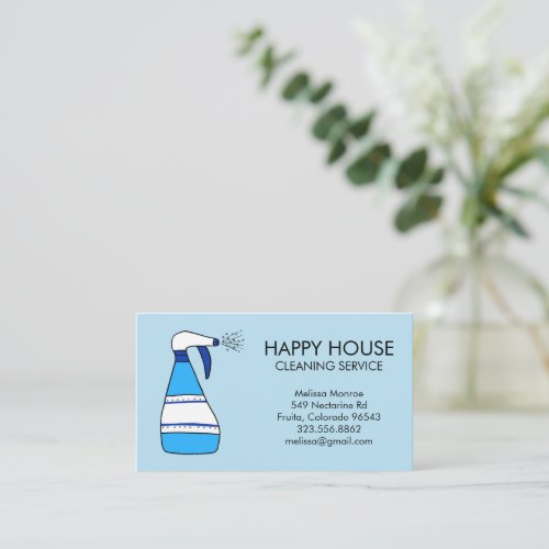 House Cleaning Home Services Supplies Spray Bottle Business Card