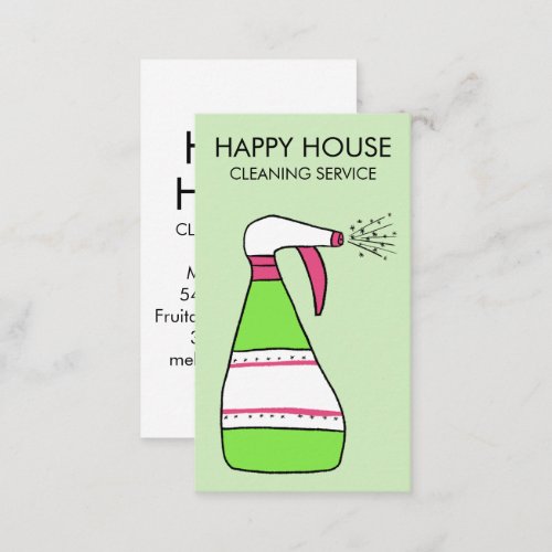 House Cleaning Home Services Supplies Spray Bottle Business Card