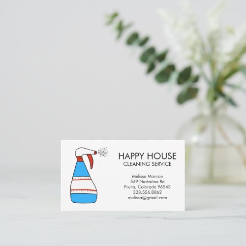 House Cleaning Home Services Supplies Spray Bottle Business Card