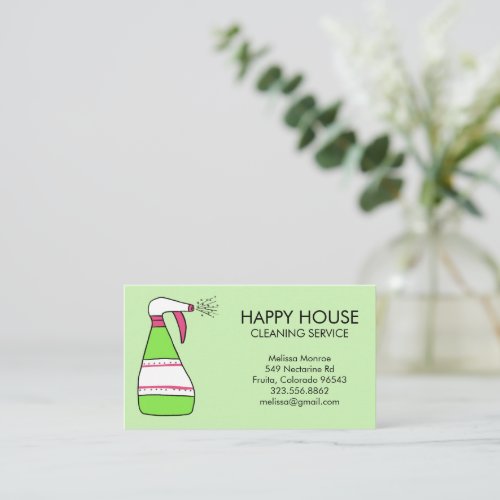 House Cleaning Home Services Supplies Spray Bottle Business Card