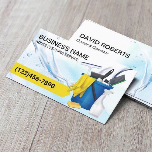 House Cleaning Housekeeping Clean Water Flows  Business Card