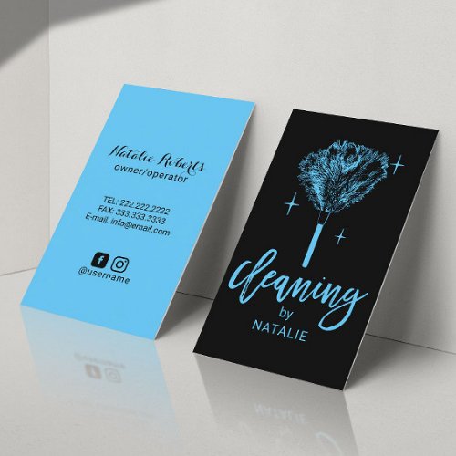 House Cleaning Housekeeping Maid Service Black Business Card
