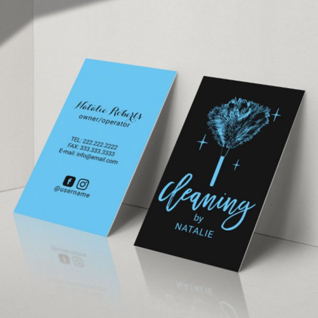House Cleaning Housekeeping Maid Service Black Business Card (Creator Uploaded)