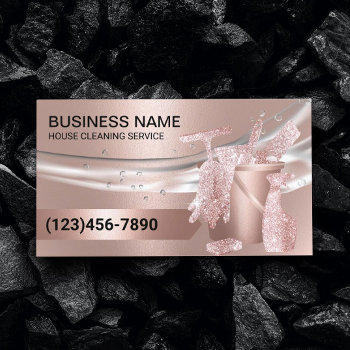 House Cleaning Housekeeping Modern Rose Gold  Business Card by cardfactory at Zazzle