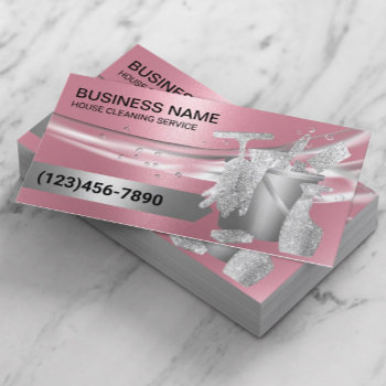 House Cleaning Housekeeping Service Modern Pink Business Card by cardfactory at Zazzle