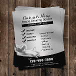 House Cleaning Housekeeping Service Modern Silver Flyer<br><div class="desc">Home Cleaning Service Modern Silver Flyers.</div>