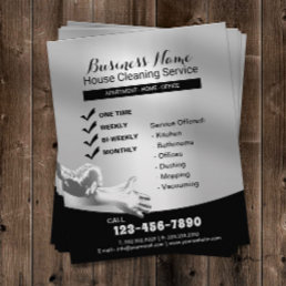 House Cleaning Housekeeping Service Modern Silver Flyer