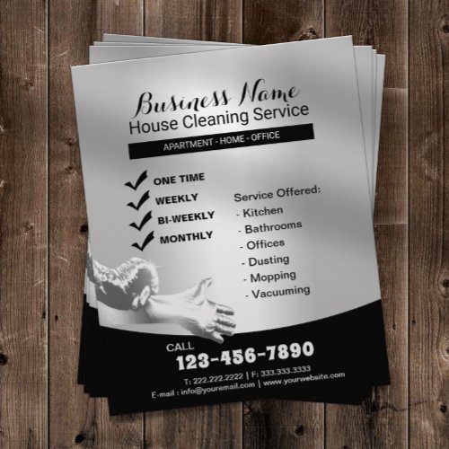 House Cleaning Housekeeping Service Modern Silver Flyer