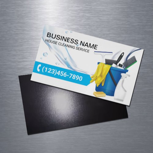 House Cleaning Housekeeping Service Water Flows Business Card Magnet