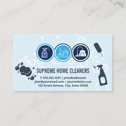 House Cleaning Icons  Cleaner Tools  Business Card