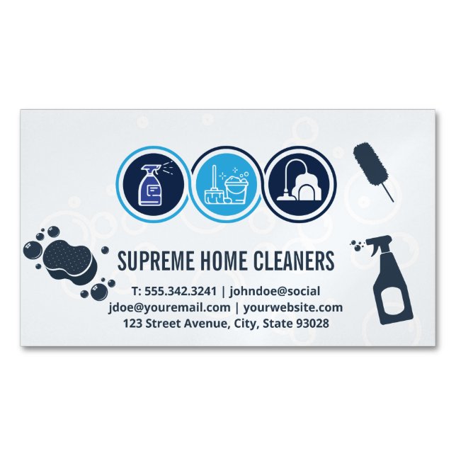 House Cleaning Icons | Cleaner Tools  Business Card Magnet (Front)