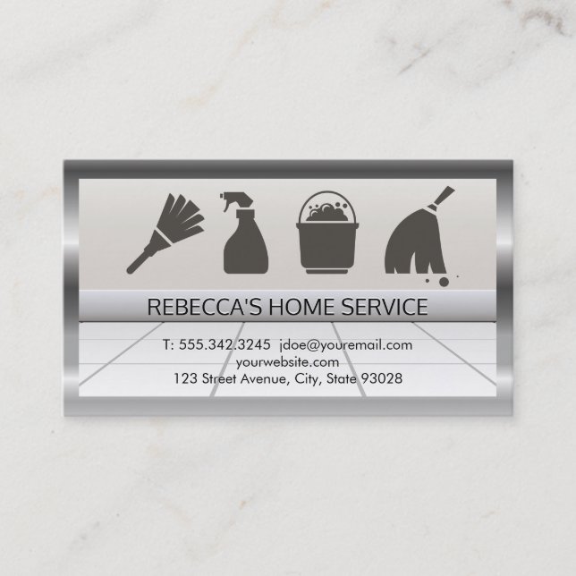 House Cleaning Icons | Floor Business Card (Front)