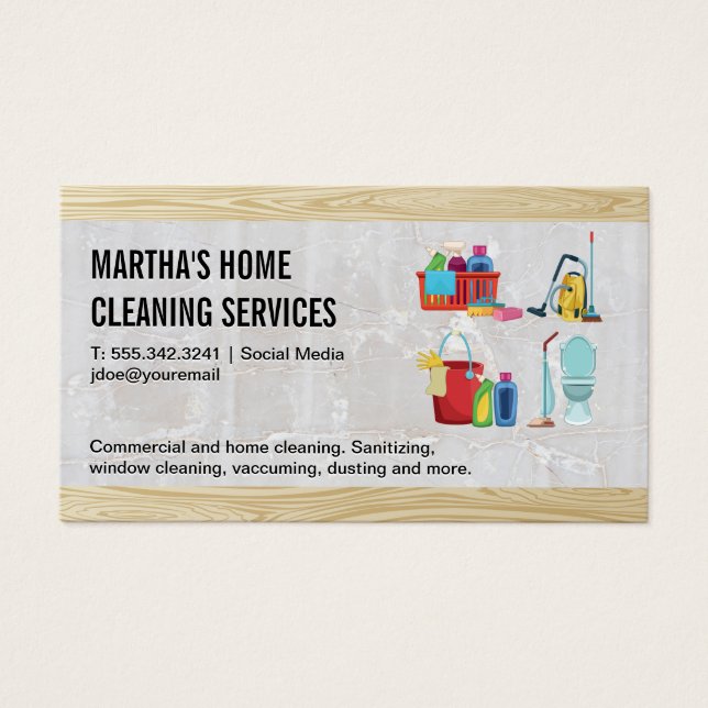 House Cleaning Icons | Mable Wood Background (Front)