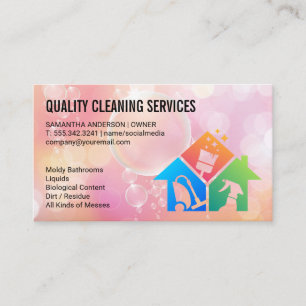 House Cleaning Icons   Soap Bubbles Business Card