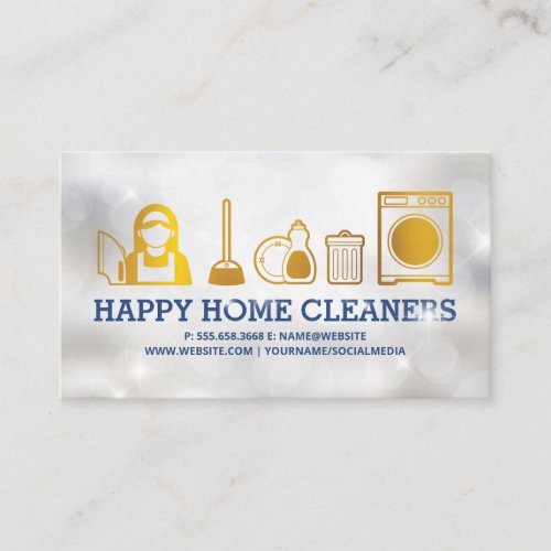 House Cleaning Icons  Sparkles Business Card