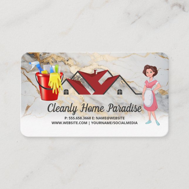 House Cleaning | Janitorial | Hotel Worker Business Card (Front)