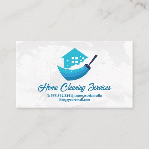 House Cleaning Logo  Broom Business Card