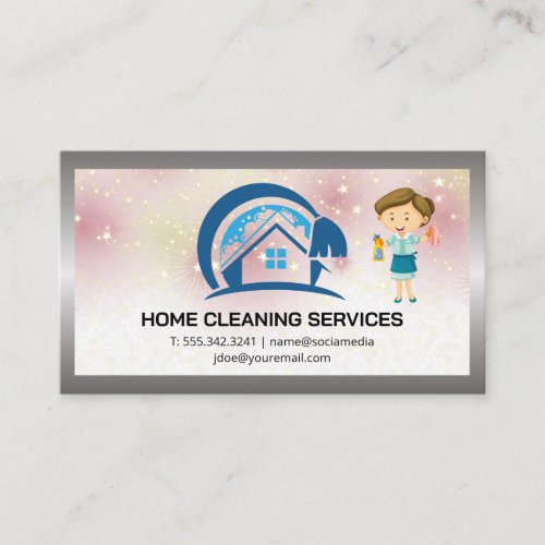 House Cleaning Logo  Maid  Business Card