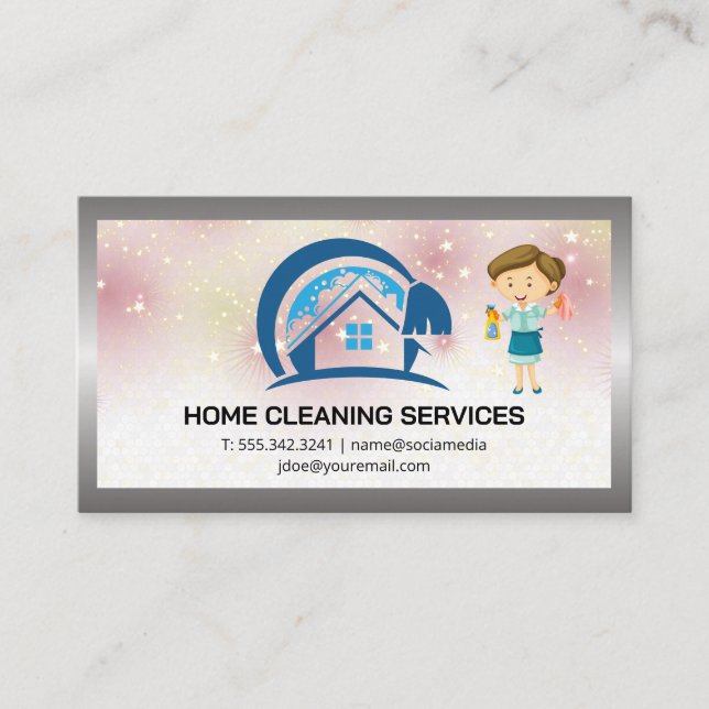 House Cleaning Logo | Maid  Business Card (Front)