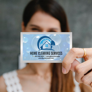 House Cleaning Logo Soap Bubbles Business Card
