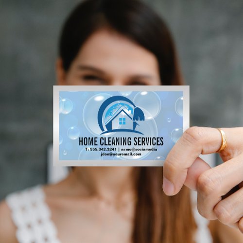 House Cleaning Logo  Soap Bubbles Business Card