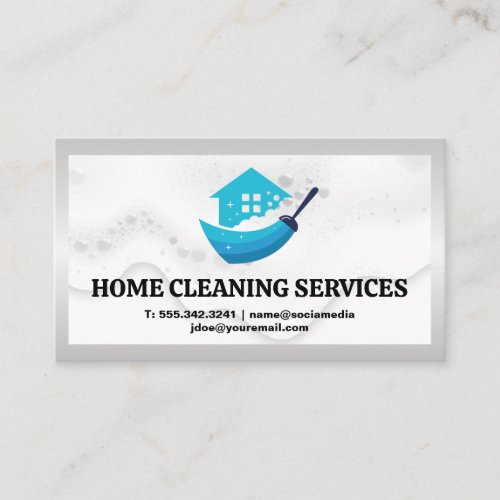 House Cleaning Logo  Soap Suds Bubbles Business Card