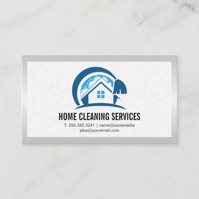 House Cleaning Logo | Tiling Business Card (Front)