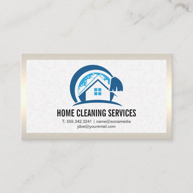House Cleaning Logo | Tiling Business Card (Front)