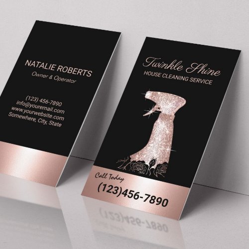 House Cleaning Luxury Rose Gold Housekeeping Business Card