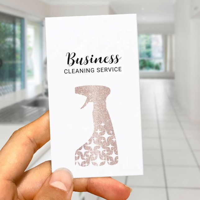 House Cleaning Luxury Rose Gold Spray Cleaner Business Card (Creator Uploaded)