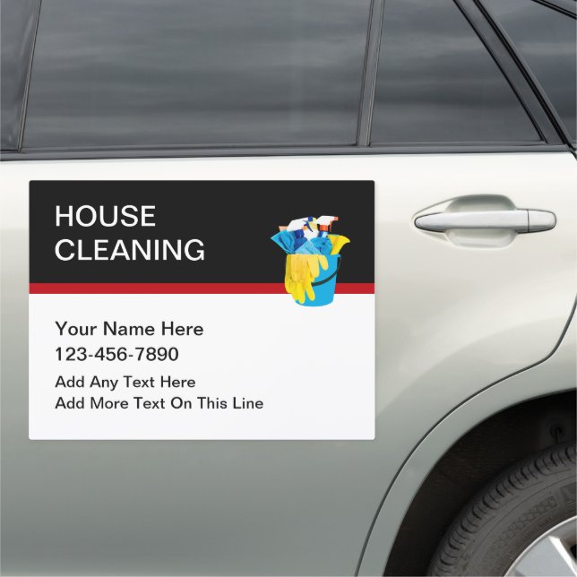 House Cleaning Magnetic Car Magnet Sign (In Situ)