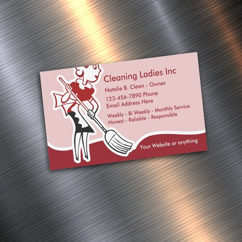 House Cleaning Maid Business Card Magnet