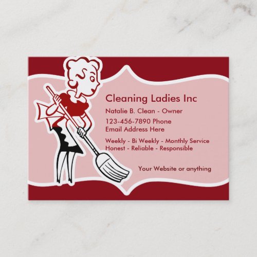 House Cleaning Maid Double Side Business Cards